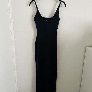 SKIMS Smooth Lounge Skimpy Scoop Neck Maxi Dress in Obsidian size XS